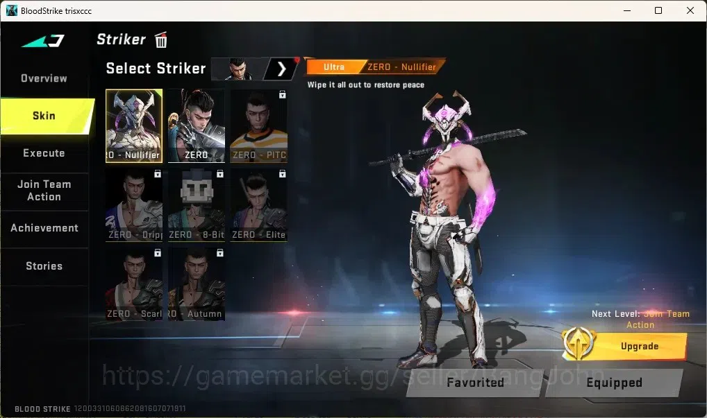 Blood Strike Accounts Starter ASIA | ULTRA Striker: ZERO-Nullifier|1 Legendary Gun: MCX-Radiance |1 Name Change Card|Check 6