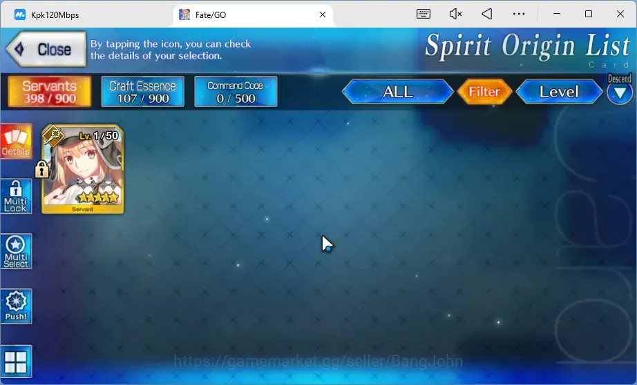 Fate-Grand Order Accounts NA|Lv1|BD Unset|1 SSR|Altria Caster|SQF 3|Starter|FG017B 1