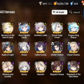Epic Seven Accounts Limited Hero Global Verif|15 ML(Rhianna,Sheperd,Monarch Iseria,Renoa,etc)+[Sped 300