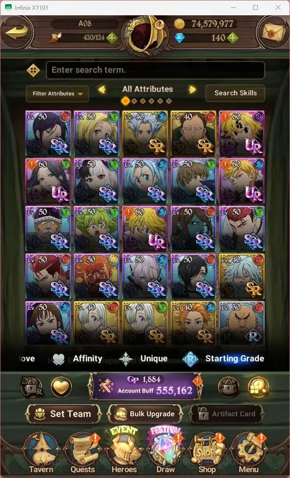 The Seven Deadly Sins: Grand Cross Accounts ASIA | 555 CC| 140 DM|UR Mesis 2/6,Skuld 1/6, YKL  image 5