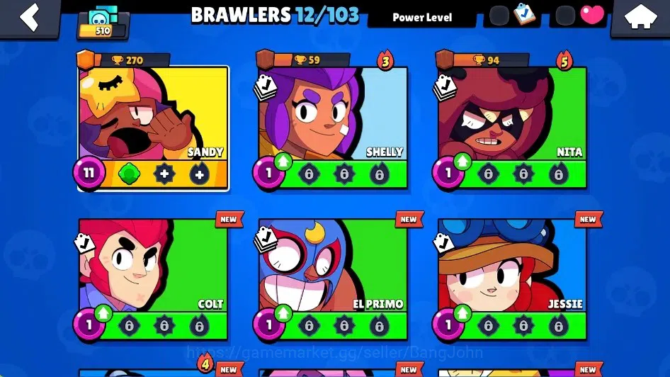Brawl Stars Accounts Global|510 Trophy|12 Brawlers-1 Max Lv. [Sandy]|5k image 4