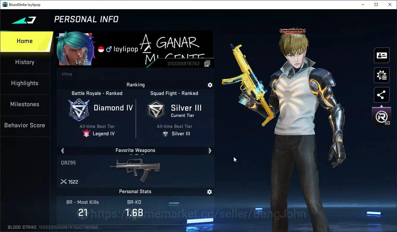 Blood Strike Accounts Collab Skin ASIA |Collab (OPM,BLEACH,AOT)|3 Ultra|Ethan: Byakuya Kuchiki|Limited: Jack Fernanflo|Check 1