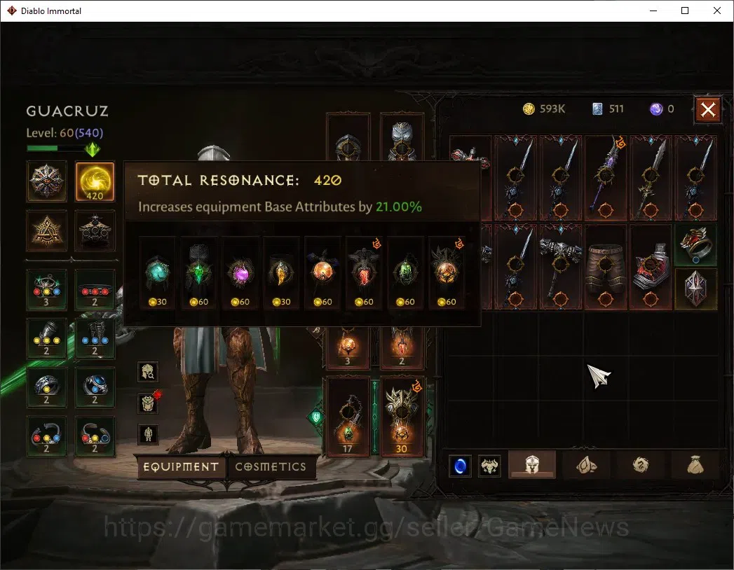 Diablo Immortal Accounts NA - High Heavens|CS ON|Lv60(540)|Crusader|36k CR| image 4