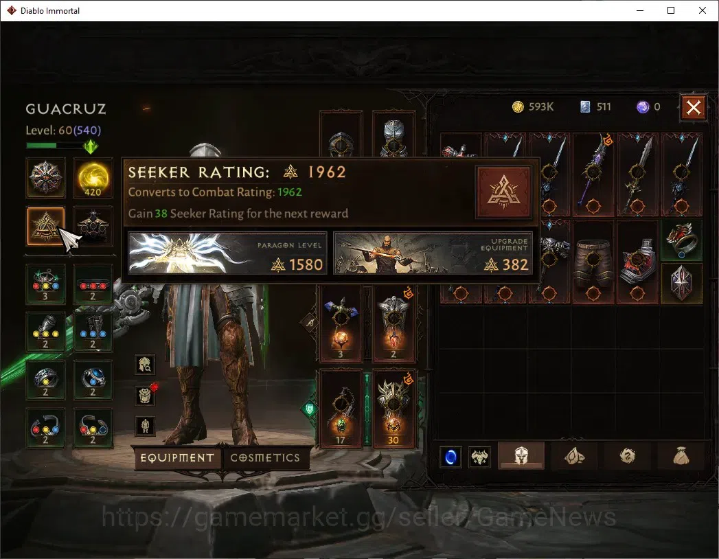 Diablo Immortal Accounts NA - High Heavens|CS ON|Lv60(540)|Crusader|36k CR| image 5