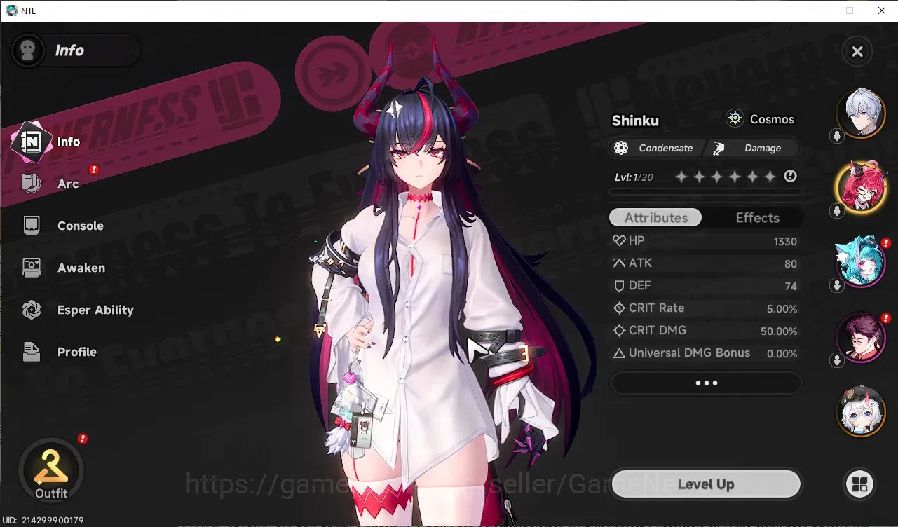 Neverness to Everness Accounts GLOBAL ASIA|HL 3|3 SSR 2 Limited Shinku,NanallyA1,Sakiri + 1 SSR Selector|Underboss 2