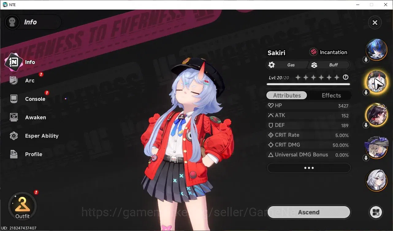 Neverness to Everness Accounts GLOBAL SEA|HL 7|4 SSR| Hotori, Jiuyuan, Daffodill, Sakiri |2 SSR Selector On|6 SR|Orchid 4