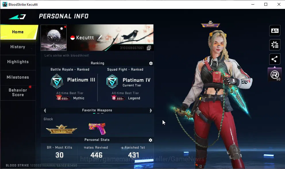 Blood Strike Accounts ASIA|3 ETERNAL[P90 Lv5,Melee Chainblade,ZERO-Oda]| image 2