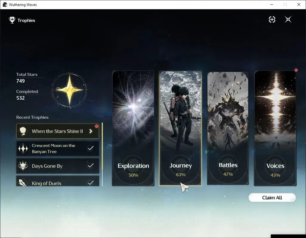 Wuthering Waves Accounts Mid-Game SEA |UL 46|Ready Gacha|63K Astrite+17 Radiant Tide,125 Lustrous Tide|DB Lvl 29|MC Male|Log 4