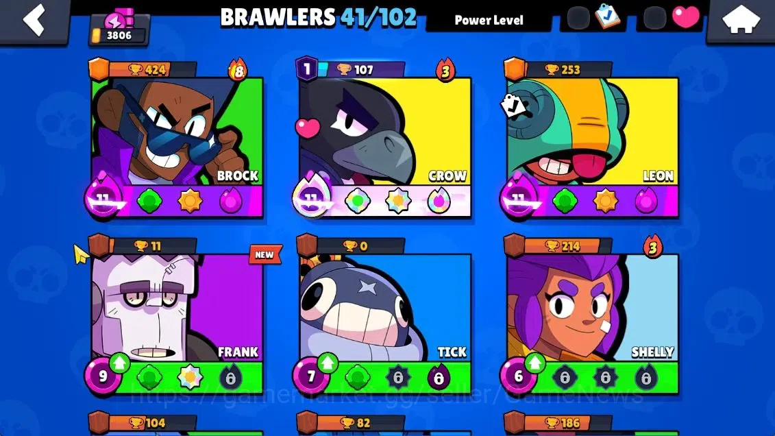 Brawl Stars Accounts 3806 Trophy|3,8K Bling|41 Brawlers 3 MaxLvl[Crow+F image 6