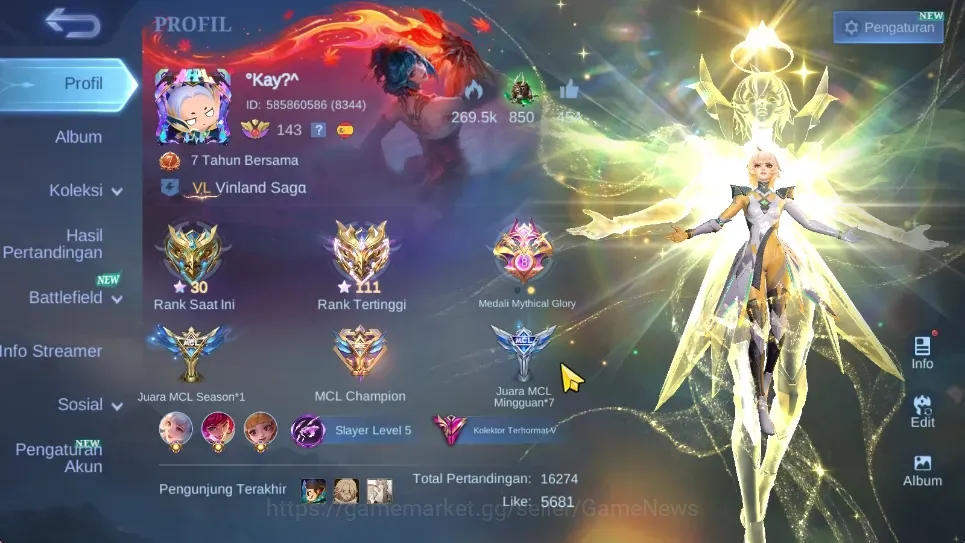 Mobile Legends: Bang Bang Accounts Collector Hero 133|Skin 353|High Immo 111|Prime Beatrix,Tf Roger,Kof Karina,Annual 1