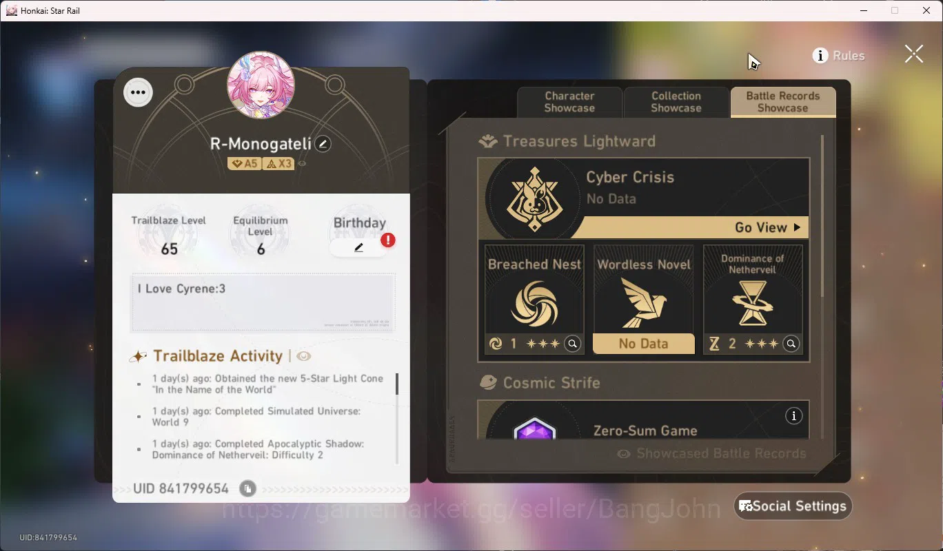 Honkai Star Rail Accounts ASIA TL65|6 Limit|Cyrene E4|Evernight|Aglaea|Dan H image 17