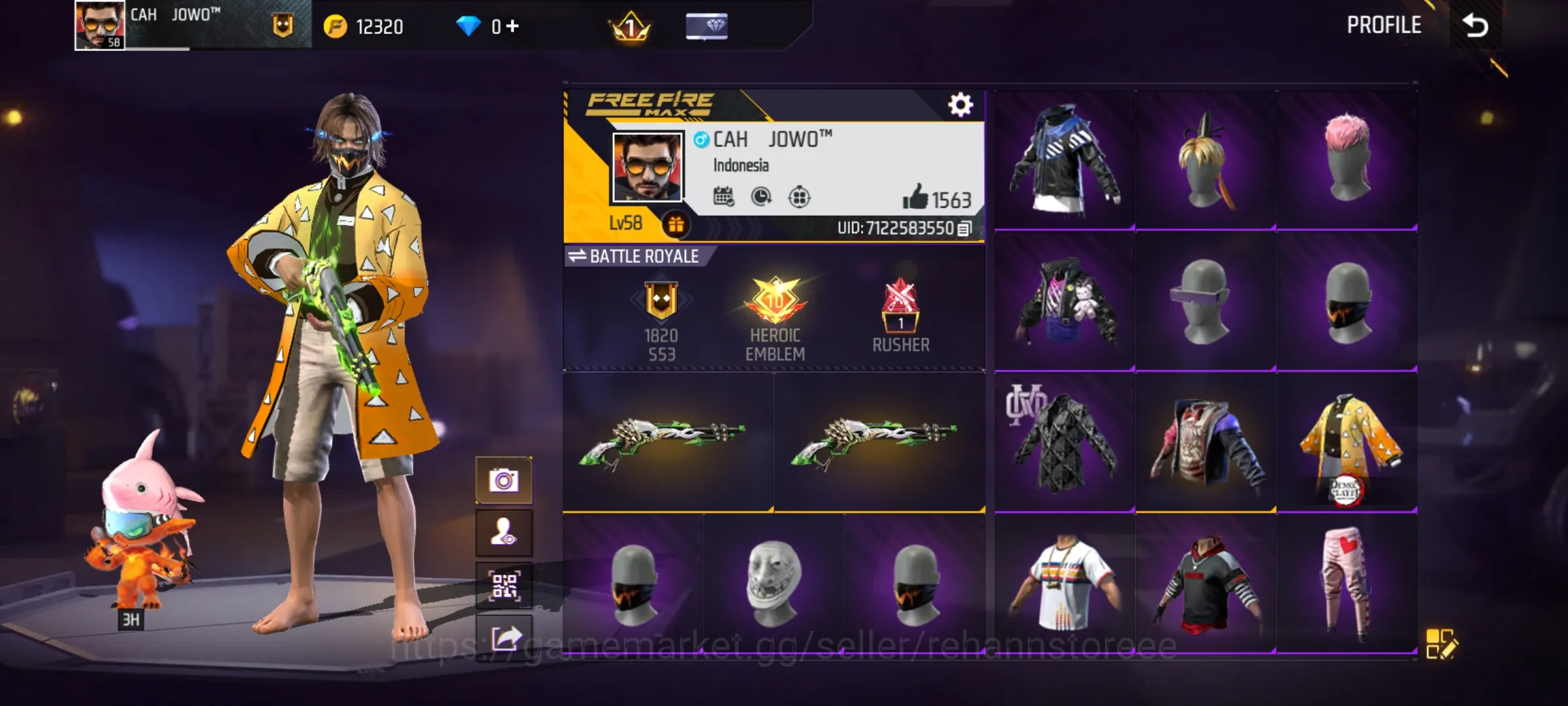 Free Fire Accounts M1887 LUMUT - MASKER RUOK - COCOK BUAT PUSH BR - BAJU FULL SEREM - BUNDLE ANTI PASARAN - AKUN ELIT CS 1