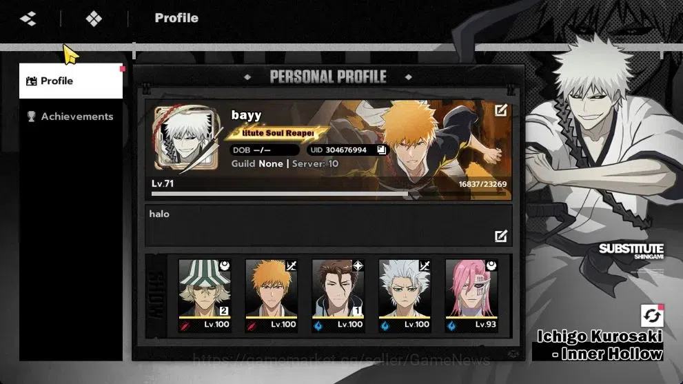 BLEACH: Soul Resonance Accounts NuverseSEA|LV 71|10 SSR[(UrahB2,AizenB1,IchiBan,To image 1