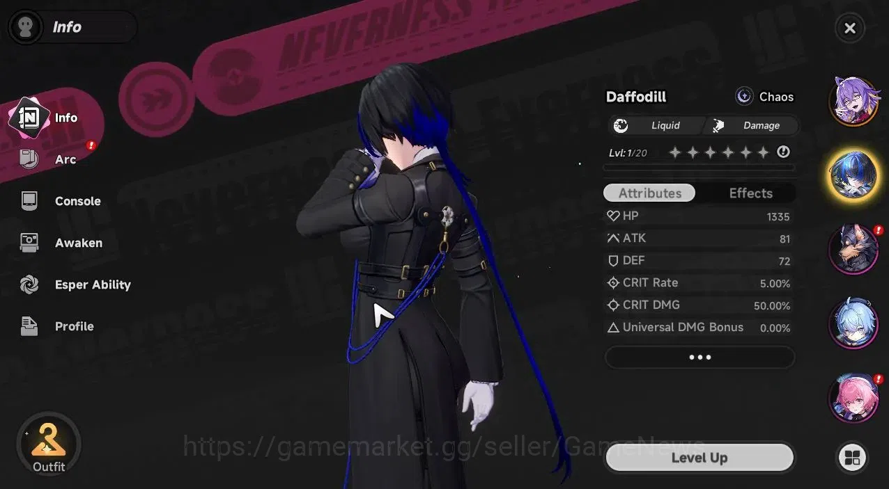 Neverness to Everness Accounts Global EU |HL 3| 3 SSR [Hotori,Fadia,Daffodill] +1 image 3