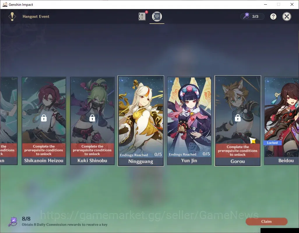 Genshin Impact Accounts ASIA|AR 50|2 Limited+3 (*5Standard)|Nicole,Varka|1 image 20