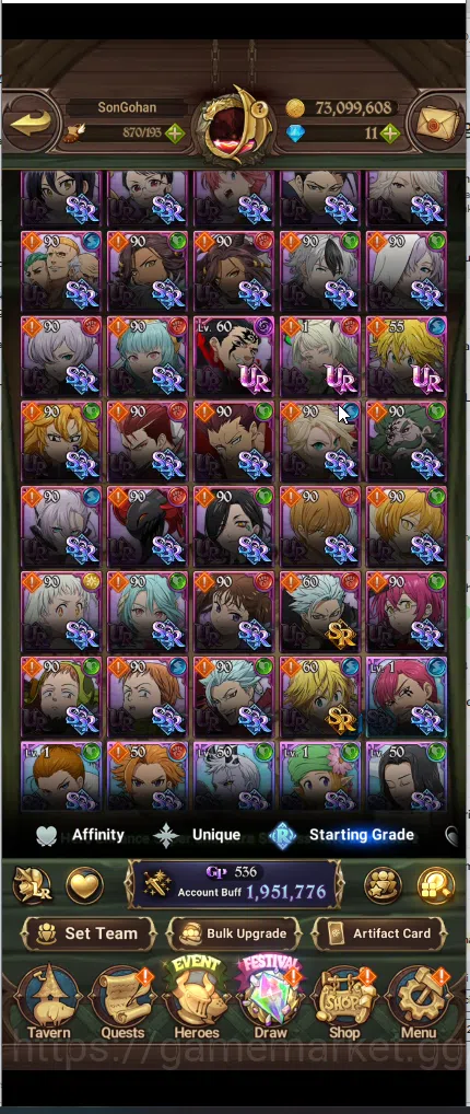 The Seven Deadly Sins: Grand Cross Accounts Others ASIA | 1,9M CC | 1 LR elizabeth | 4 UR Merlin & Escanor,DKM,ODK, SABUNAK 4