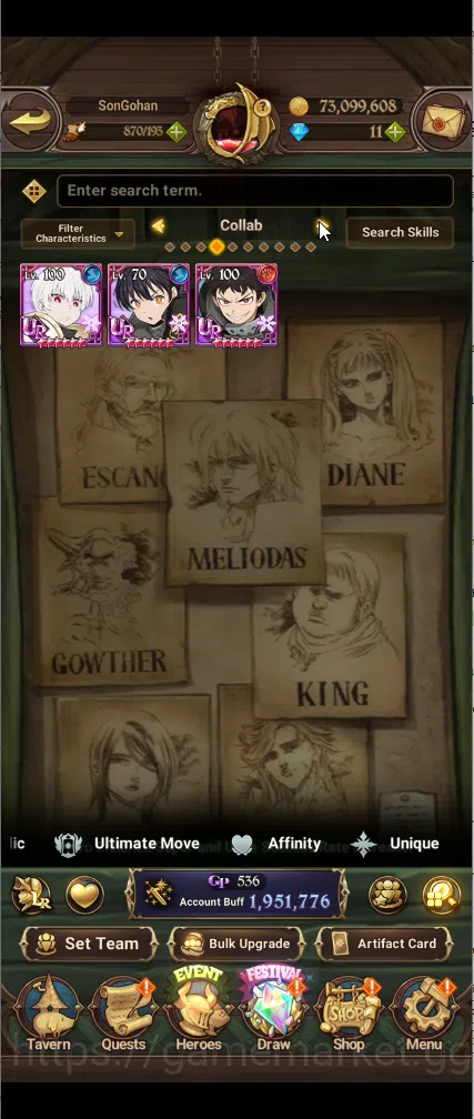 The Seven Deadly Sins: Grand Cross Accounts Others ASIA | 1,9M CC | 1 LR elizabeth | 4 UR Merlin & Escanor,DKM,ODK, SABUNAK 6