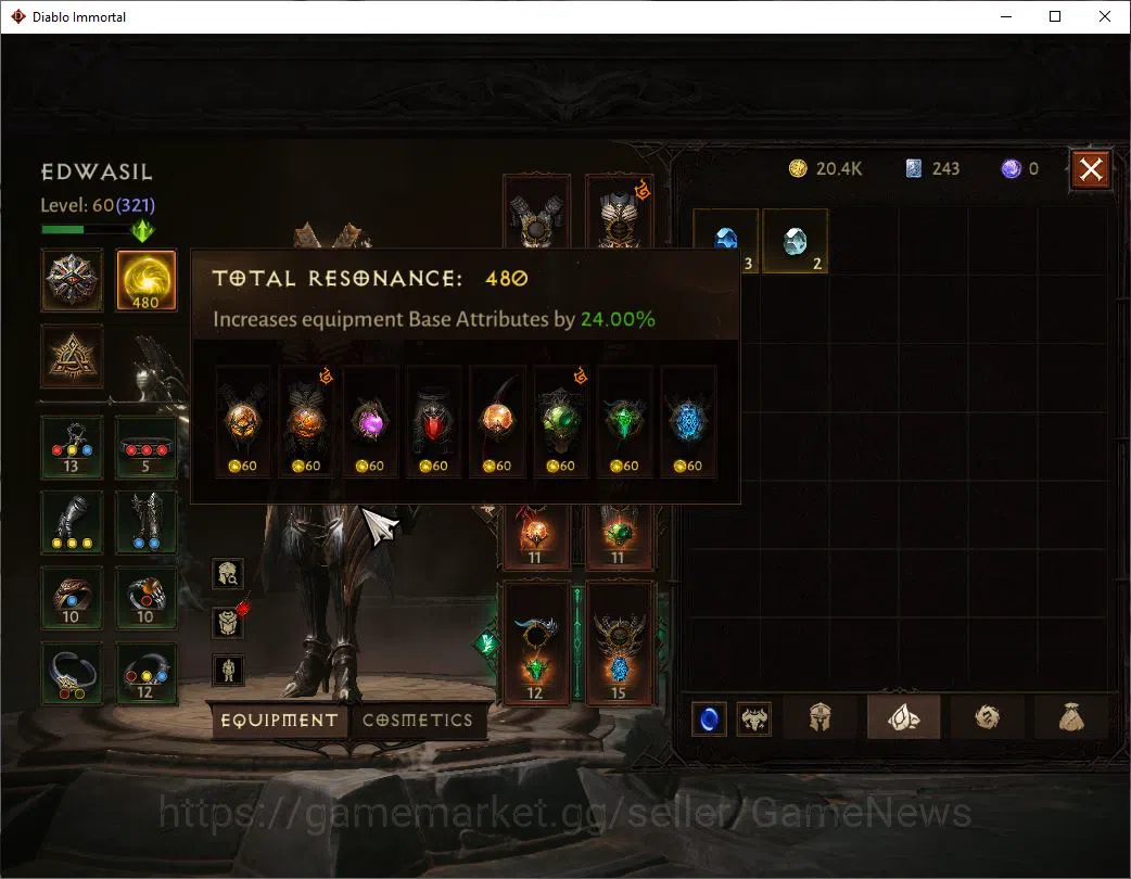 Diablo Immortal Accounts SEA - Vasily|Lv60 (321) Necromancer|31K CR|Reso 48 image 8