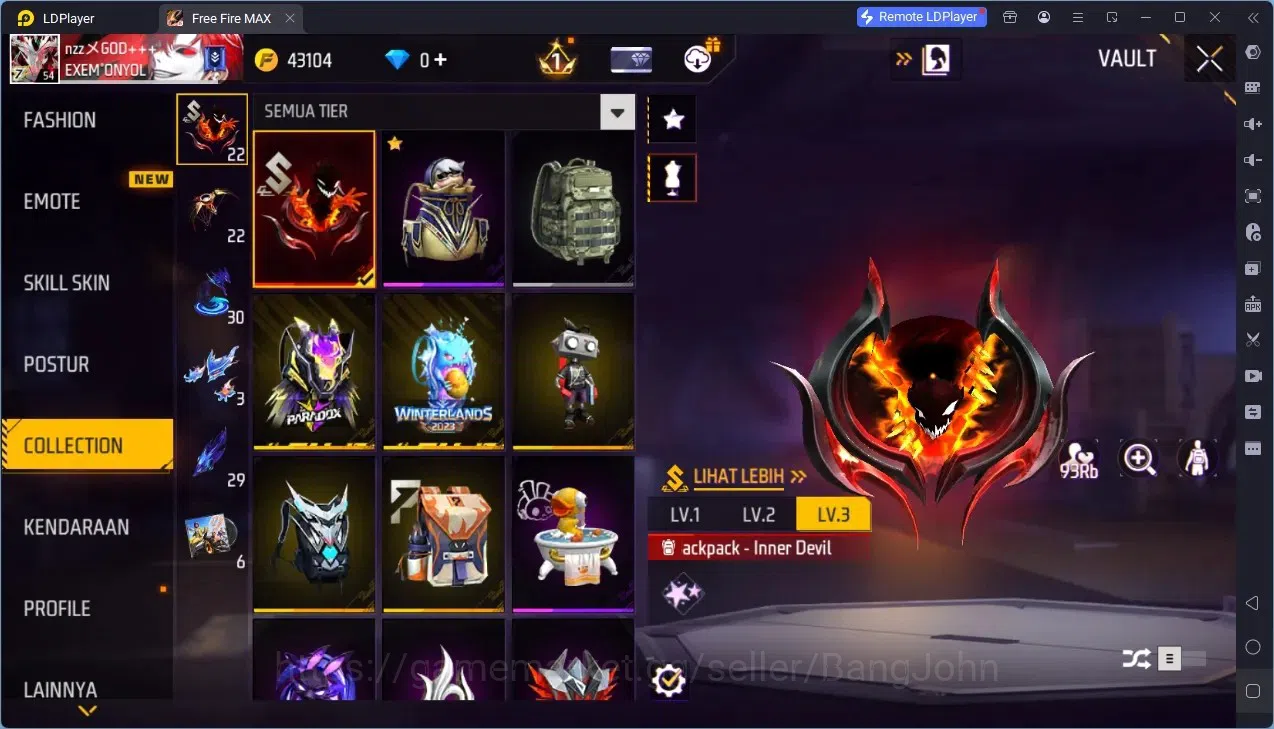 Free Fire Accounts Indonesia | Vault 1000| 2 EVO (UMP Lv3, Tinju Lv2) image 14
