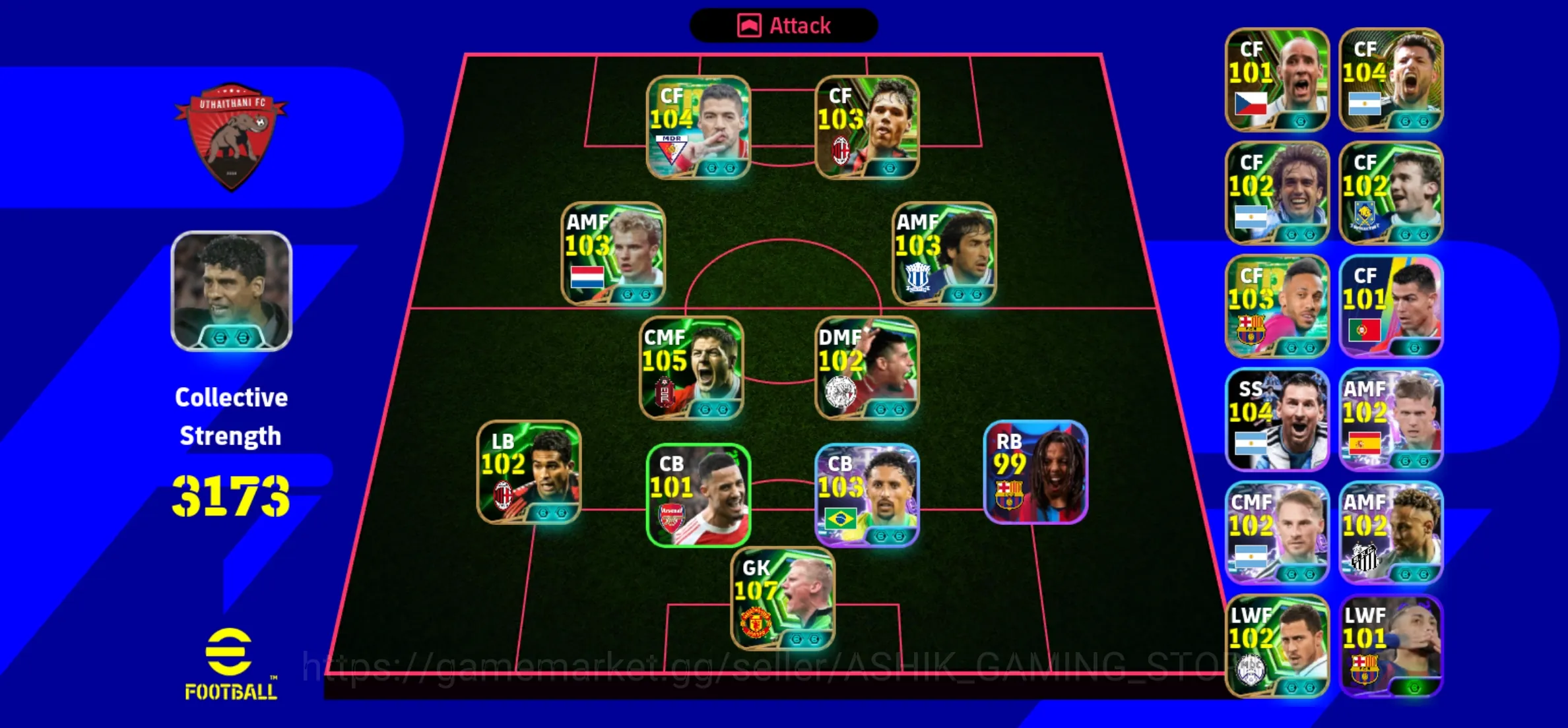 eFootball Accounts Legends & Iconic Players eFootball Account For Sale | 3173 Team Strength | 107 Rated GK | Messi, Ronaldo 1
