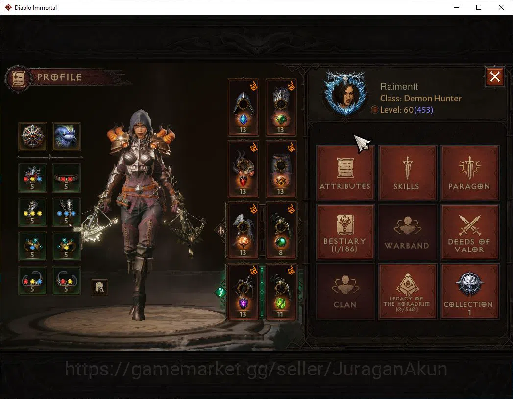 Diablo Immortal Accounts SEA - Anu | Lv60(453)Demon Hunter| 31K CR|Reso 480 image 3