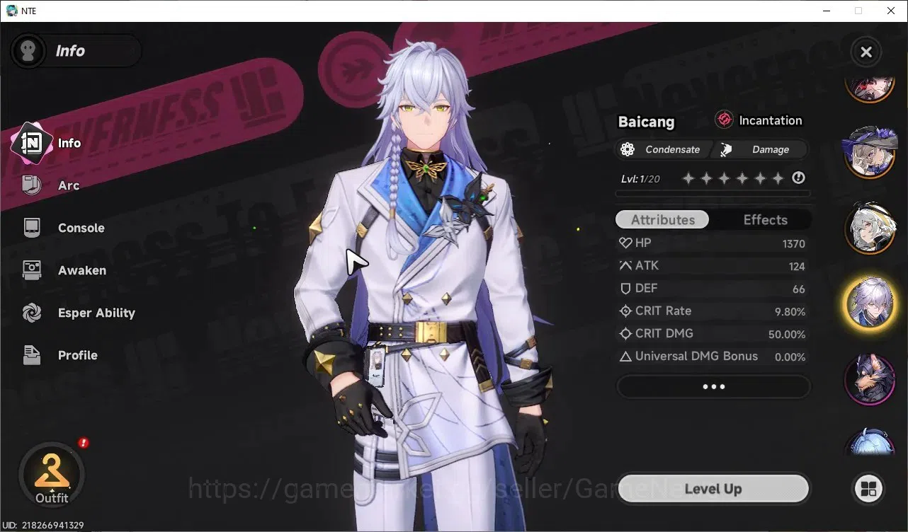 Neverness to Everness Accounts GLOBAL EU|HL 3|4 SSR|Hotori+Sign,Jiuyuan,Hathor,Baicang+Sign|2 Selector ON|Female MC|Log 3