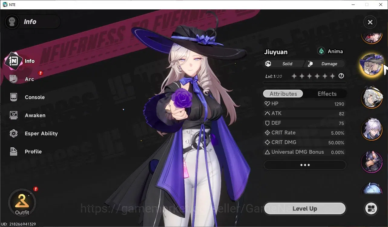 Neverness to Everness Accounts GLOBAL EU|HL 3|4 SSR|Hotori+Sign,Jiuyuan,Hathor,Baicang+Sign|2 Selector ON|Female MC|Log 5