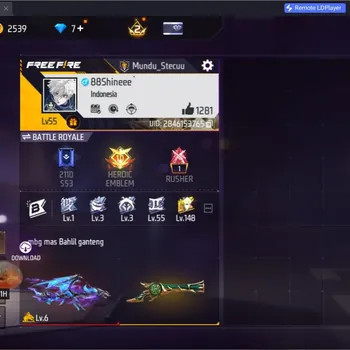 Free Fire Accounts Indonesia | 1 EVO (AK47-Blue Flame Draco Lv.6) | M1887-Emerald Power,Mamba Gnaw,Peluru Suci | Electrify