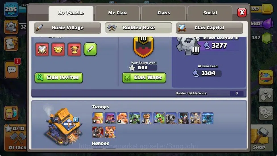 Clash of Clans Accounts Global | TH 17-BH 10|LVL 205|HH 11|AQ 100,MP 62,GW image 19