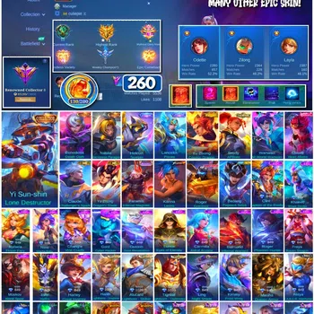 Mobile Legends: Bang Bang Collector #3696 260 Skins | 3 Collectors | Yin Sun Shin, Ben image 1