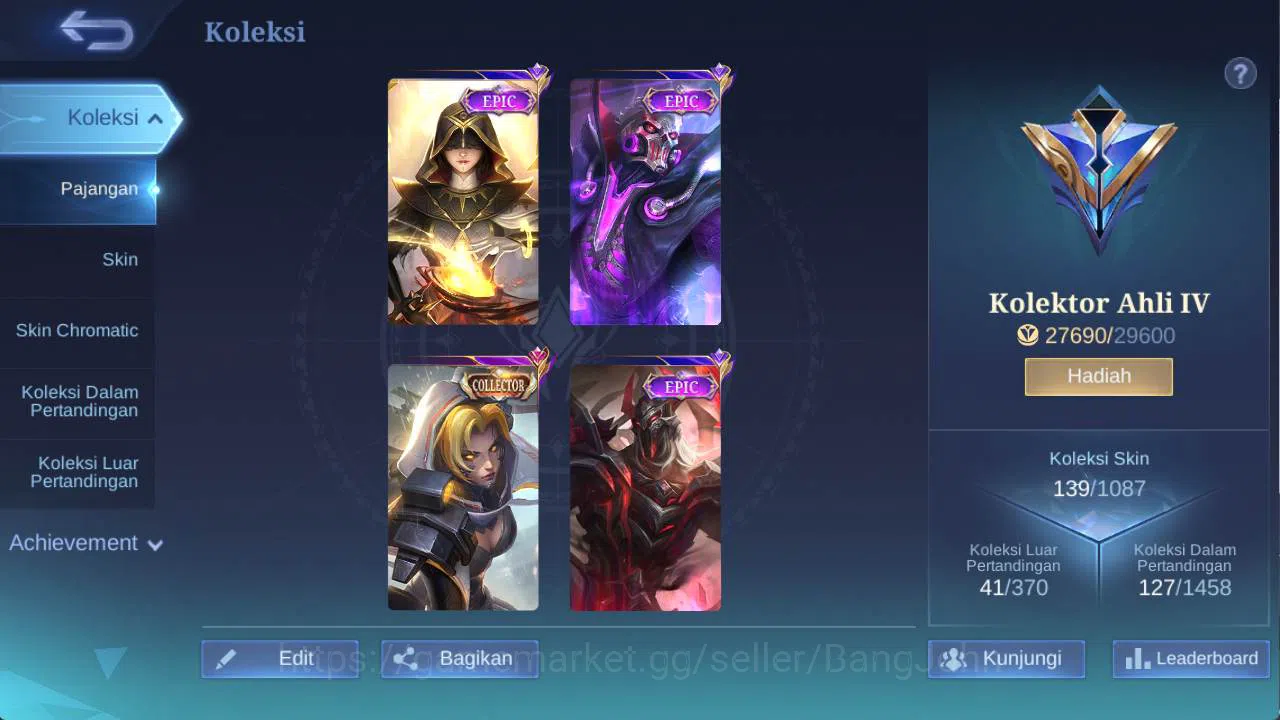 Mobile Legends: Bang Bang Accounts hero 100 skin 130+ saint badang, saber freya, drag image 2