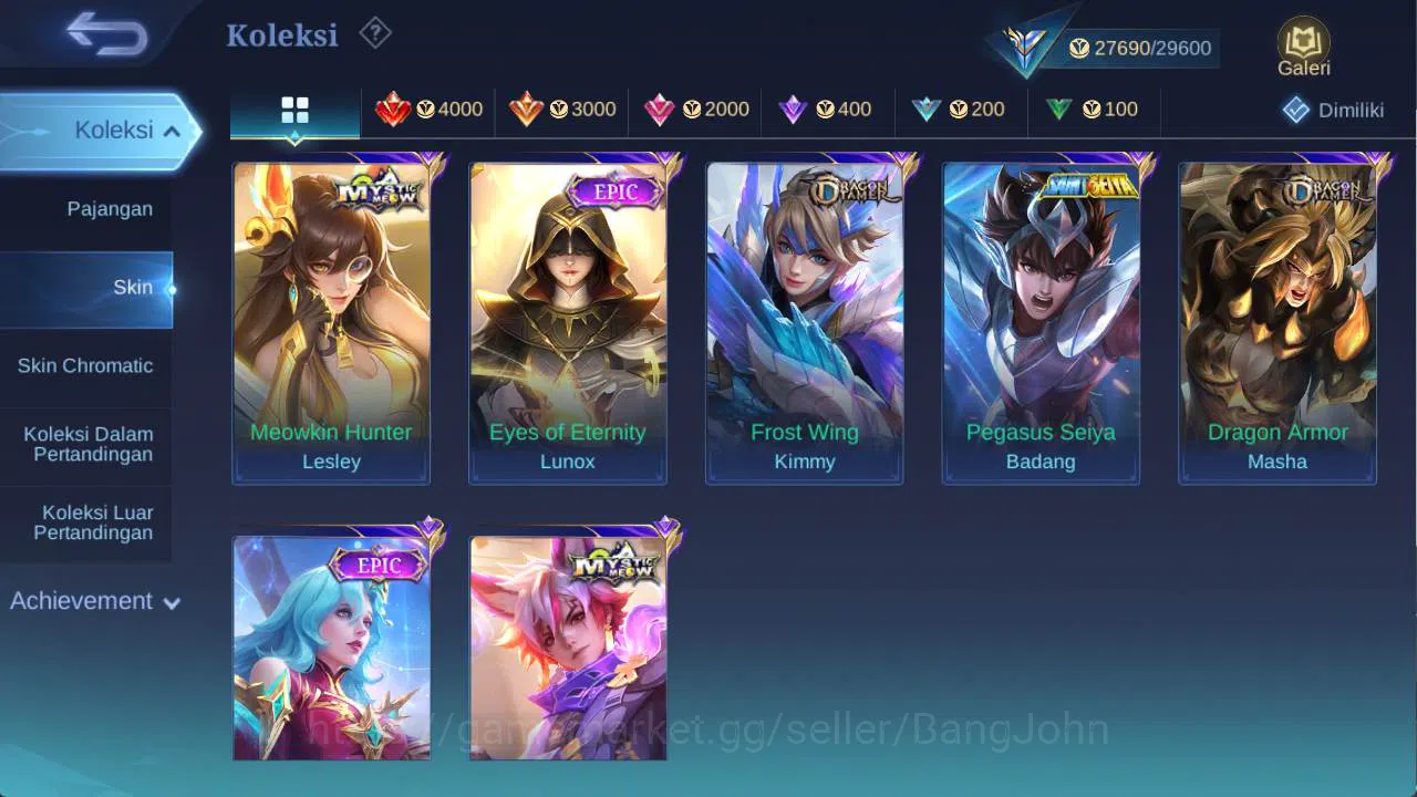 Mobile Legends: Bang Bang Accounts hero 100 skin 130+ saint badang, saber freya, drag image 5