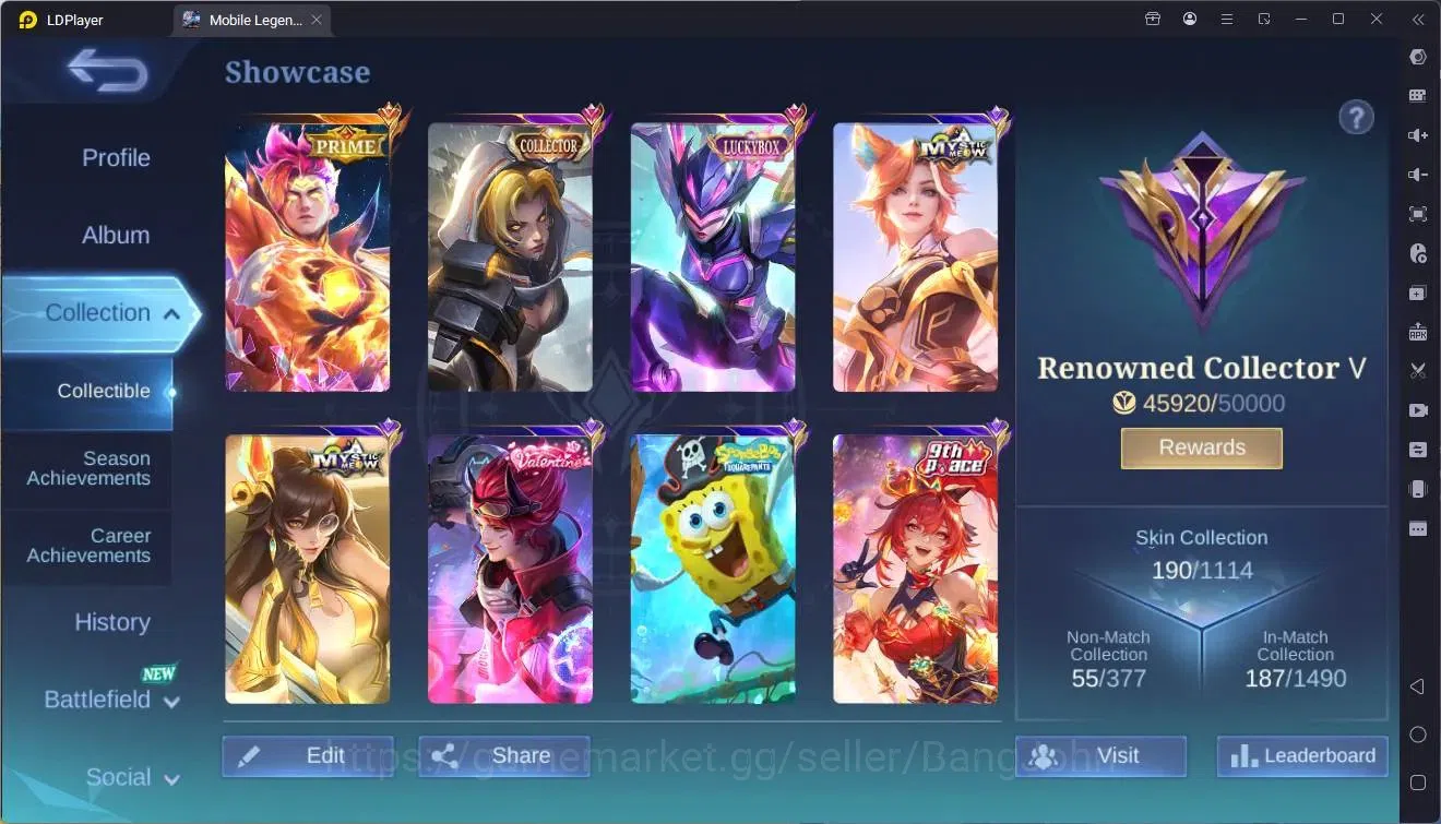 Mobile Legends: Bang Bang Accounts Global|Hero91|Skin 190|Renowned|Prime Claude|CCNat image 2