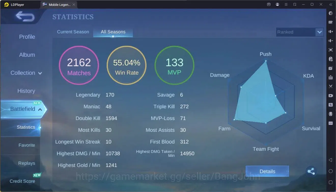 Mobile Legends: Bang Bang Accounts Global|Hero91|Skin 190|Renowned|Prime Claude|CCNat image 3