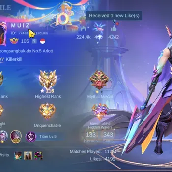 Mobile Legends: Bang Bang Accounts Collector Hero 133|Skin 343|Ex Immo 116|Recall Fire Crown|Moskov (AllStar & LBox),Gusion