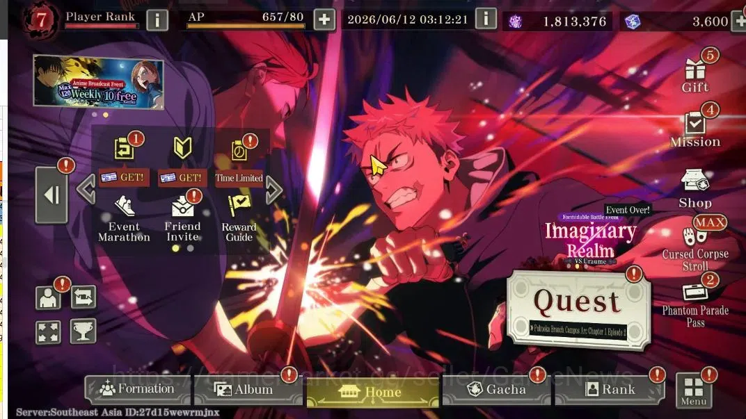 Jujutsu Kaisen: Phantom Parade Accounts SEA |PR 7|3,6K Cube|10 SSR 1 Limited [AEL Yuji,Str image 1
