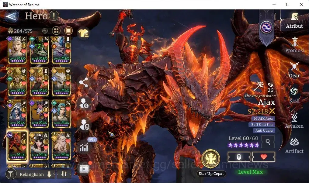 Watcher of Realms Accounts End-Game GLOBAL 60x|12,9M PWR|15 Lord[Lady AlexA2+Skin,OrenA1,IngridA5,Etc]|99 17