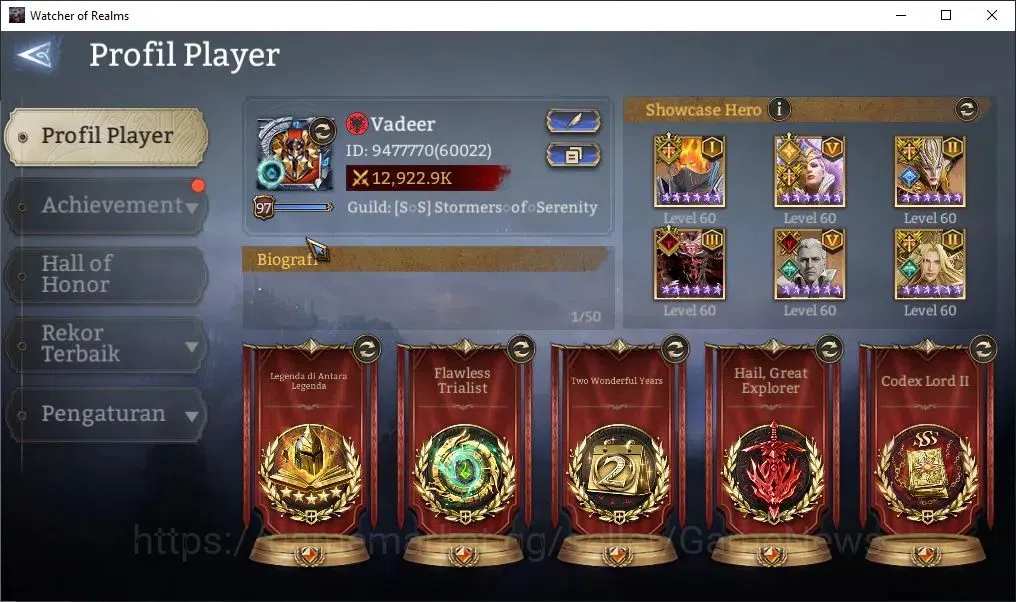 Watcher of Realms Accounts End-Game GLOBAL 60x|12,9M PWR|15 Lord[Lady AlexA2+Skin,OrenA1,IngridA5,Etc]|99 2