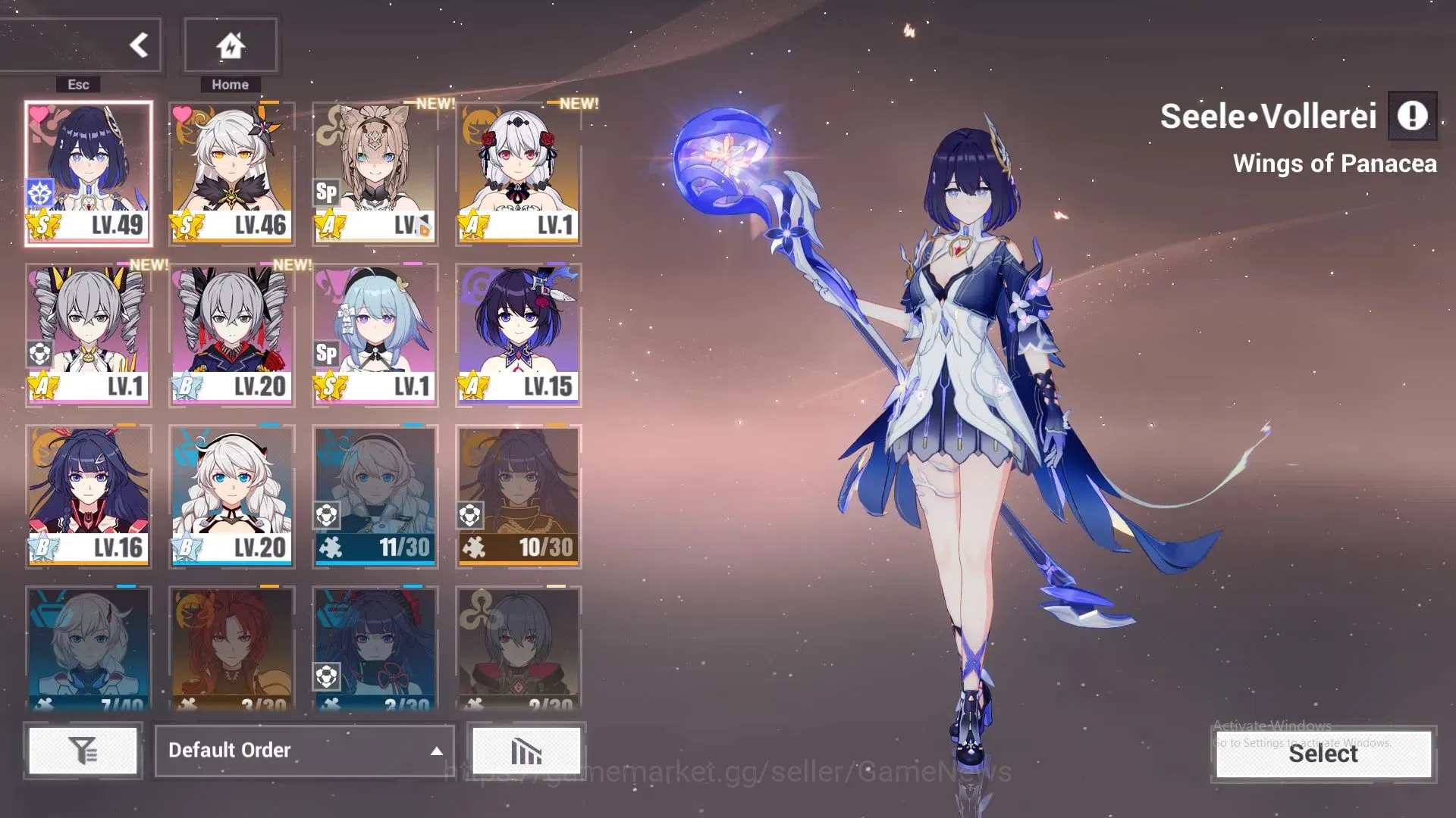 Honkai Impact 3rd Accounts Mid-Game SEA |Lvl 49|FullSet Seele Wings of Panacea|Kiana Hotv1/4,pardofelis,Etc|1 AOp+1 ELFs|1 1