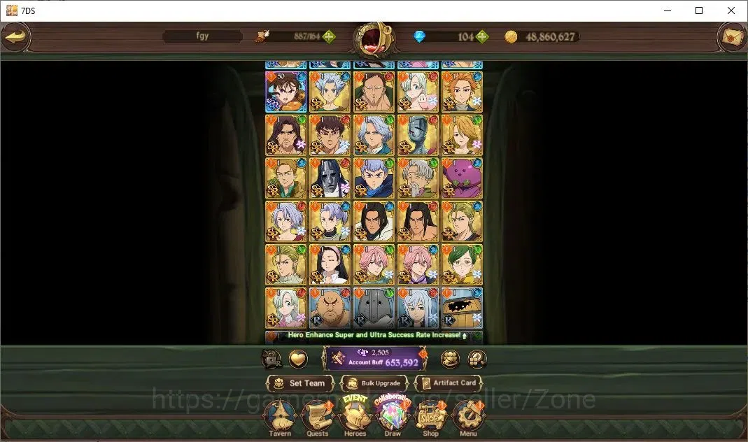 The Seven Deadly Sins: Grand Cross Accounts Others Global|6,553,592 Power |104 Diamonds|UR: Mael, Elizabeth, Escanor|Collab 3