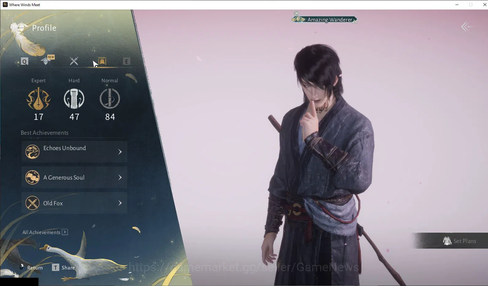Where Winds Meet Accounts GLOBAL|Lv 84|GS 22k|Peaceful Life Set|Wooden Stick Skin|Snow Oath|Soulshade Umbrella,Strategic 7