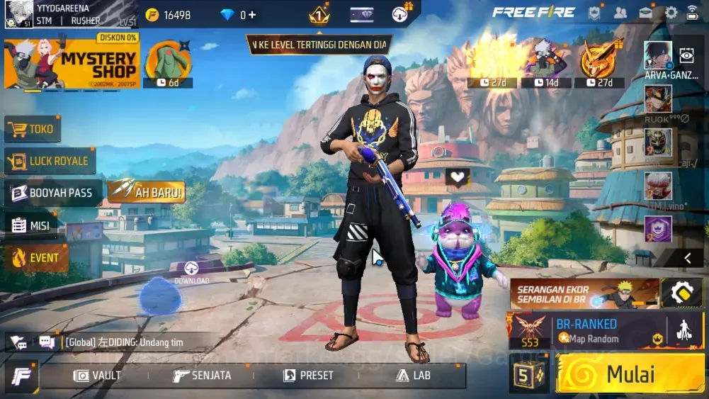 Free Fire Accounts Indonesia|Machete Gloo Power,MAC10 Ionic,MP5 Jungle Lava,M60 Volcanic,SCAR Paradise Etc|124 Vault 41 1