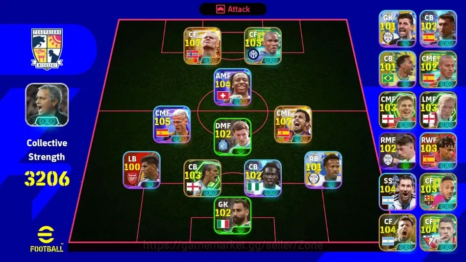 eFootball Accounts High-End Mobile|PW 3206|BigTime Haaland,Rodri|Epic S.Etoo,T.Alcantara,L.Suarez,Etc.|STime 1