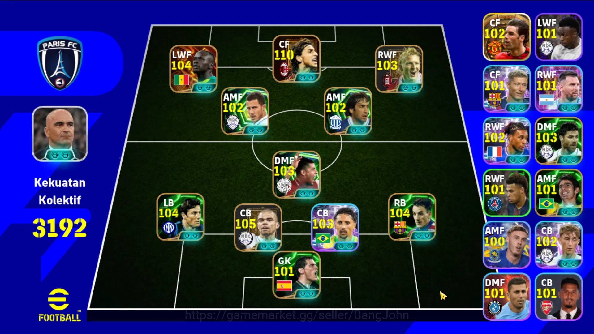 eFootball Accounts Power 3192 | Ibra bigtime, sadio mane bigtime, pep image 1