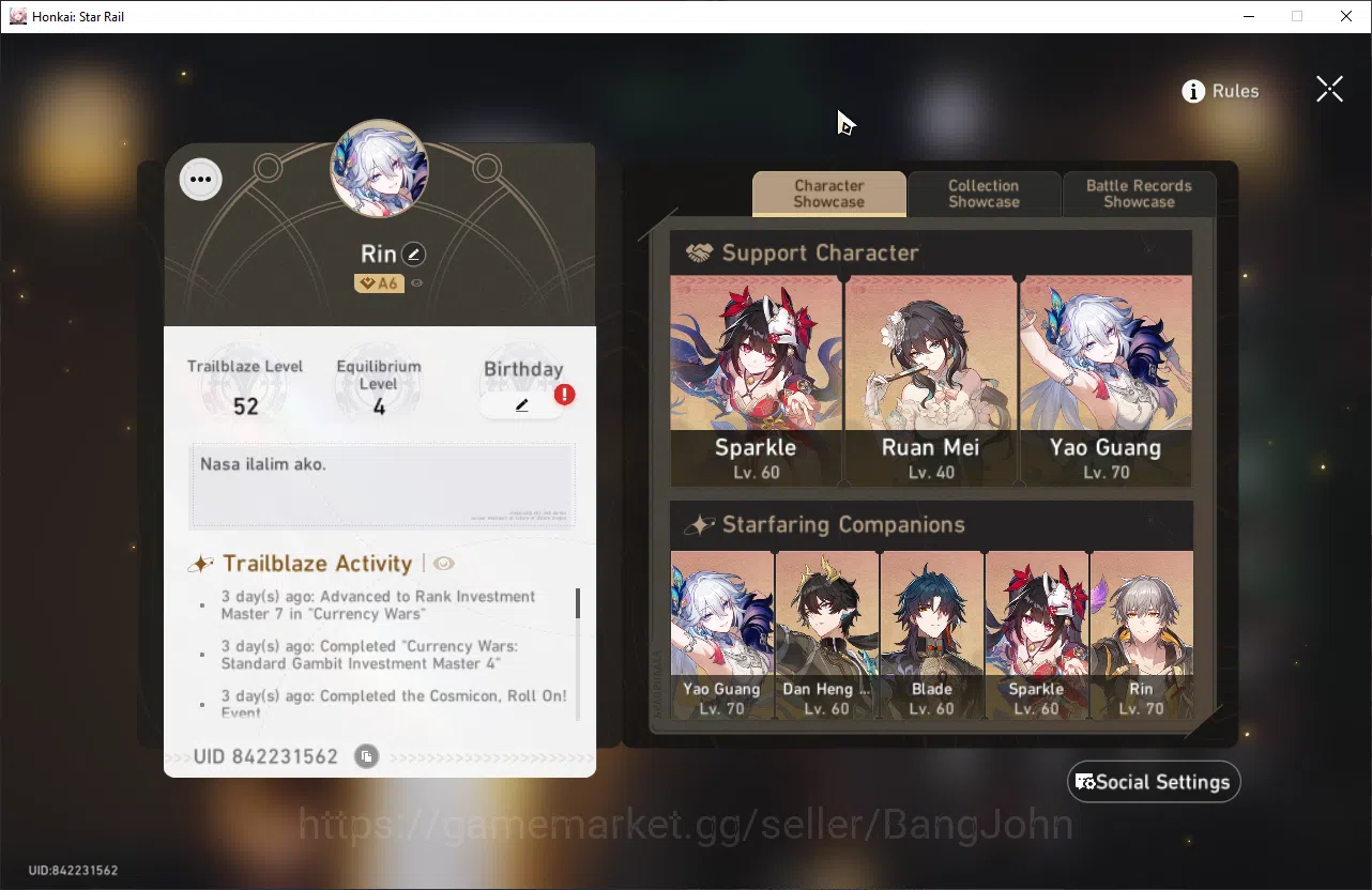 Honkai Star Rail Accounts ASIA | TL 52 | 4 Limit | Yao Guang | Sparkle | Dan image 14