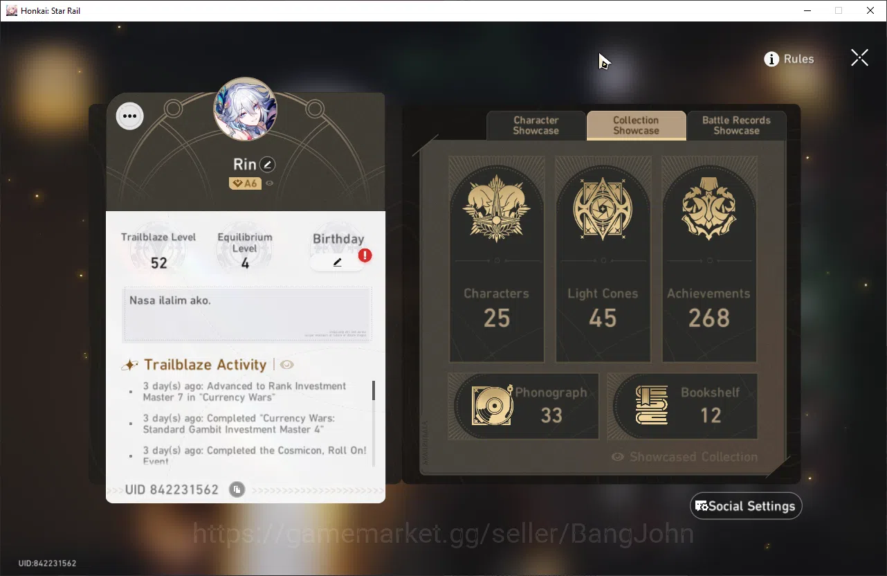 Honkai Star Rail Accounts ASIA | TL 52 | 4 Limit | Yao Guang | Sparkle | Dan image 15