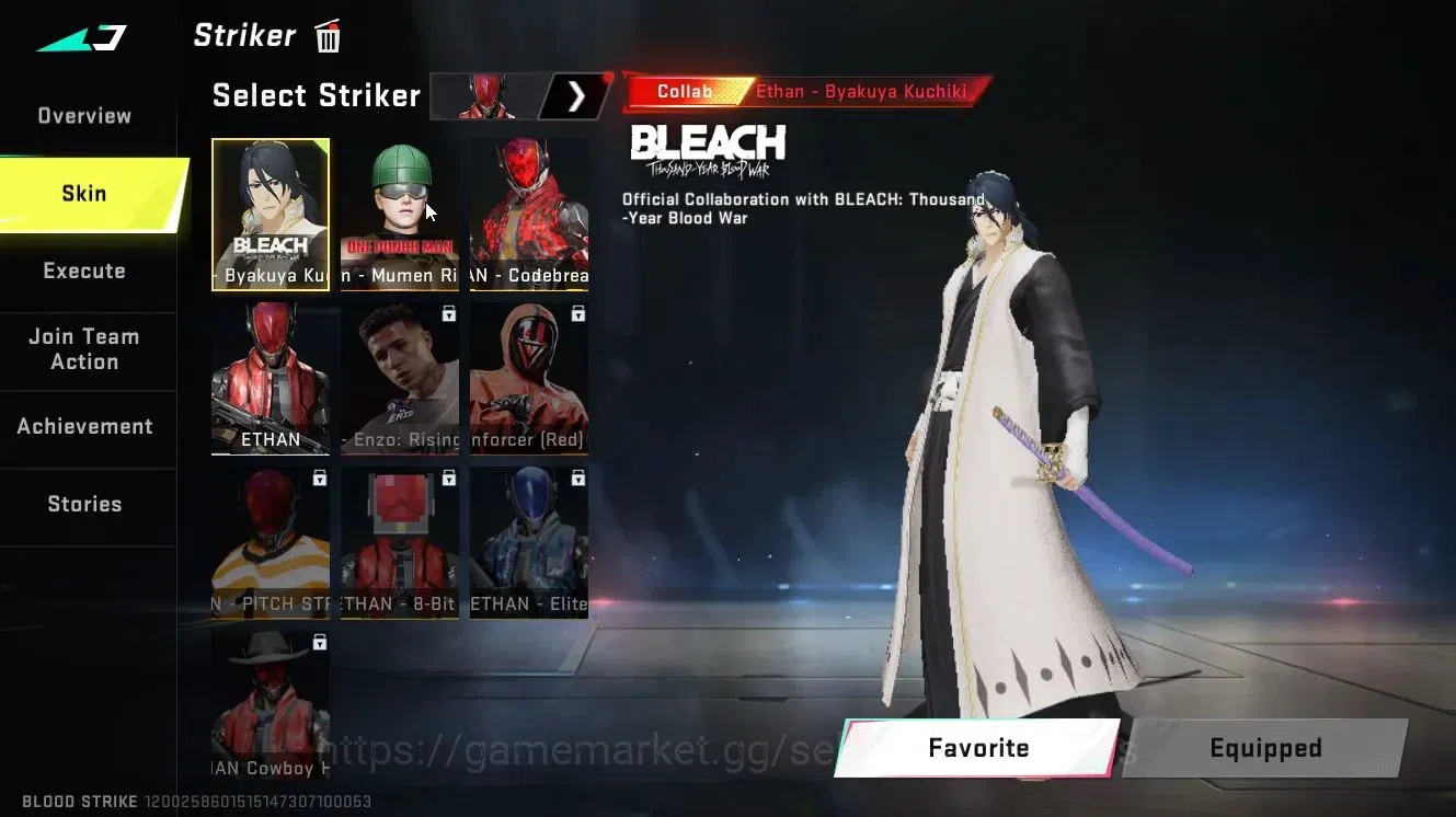 Blood Strike Accounts Collab Skin ASIA|Colab BLEACH[Byakuya]+OPM [Mumen Rider]+TR[Takemichi]|ULTRA MELEE Lightblade-Dark 8