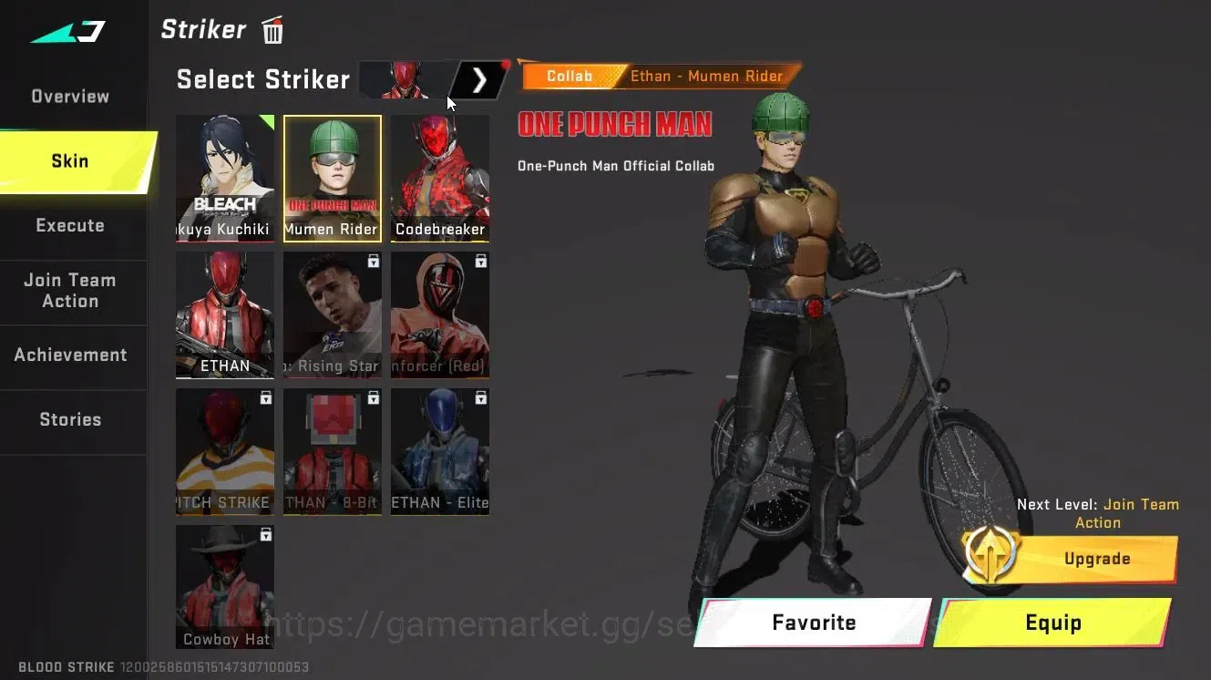 Blood Strike Accounts Collab Skin ASIA|Colab BLEACH[Byakuya]+OPM [Mumen Rider]+TR[Takemichi]|ULTRA MELEE Lightblade-Dark 9