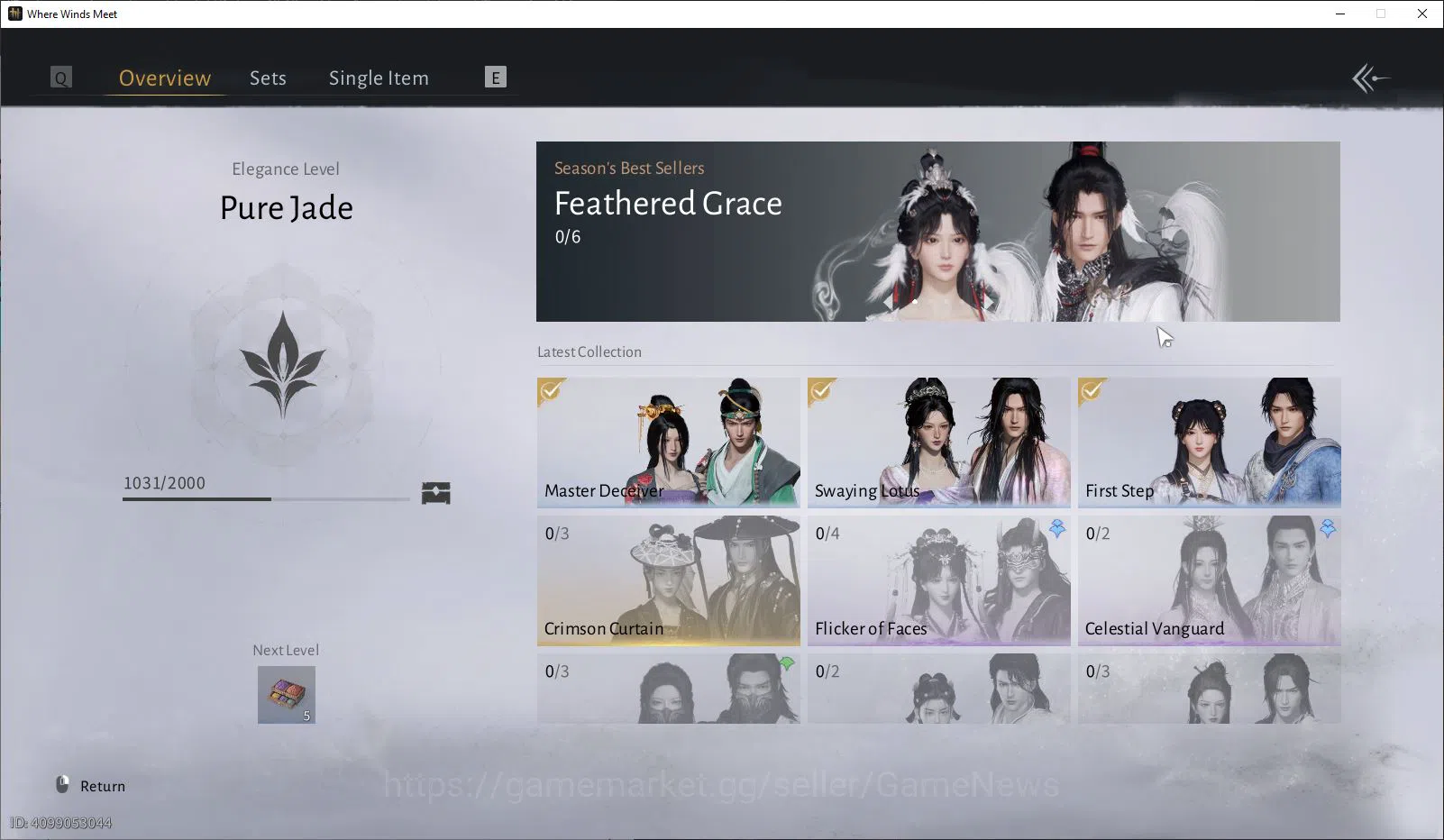 Where Winds Meet Accounts GLOBAL|Lv 5|Starter|GS 3676|1 Harmonic Core|Nameless Sword + ThunderCry Blades |Low Explore|Female 8