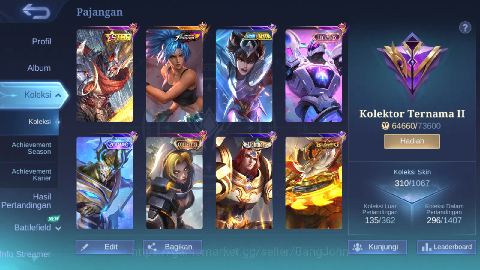 Mobile Legends: Bang Bang Accounts Hero 131 | skin 310 | kof karina | star annual hay image 2